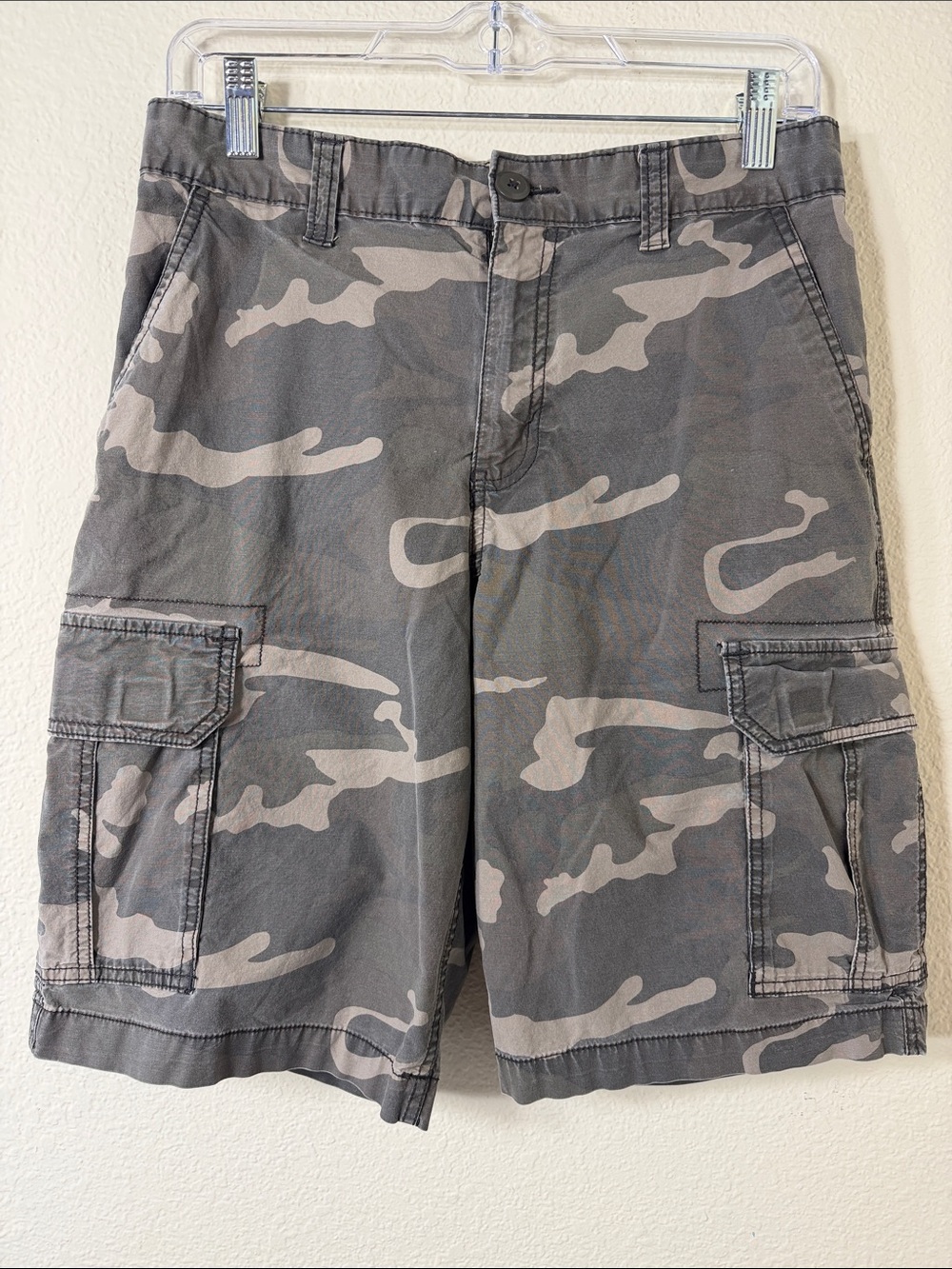 VTG Y2K Faded Glory Camo Cargo Shorts Men's 30 Stretch Cotton Grunge Skater